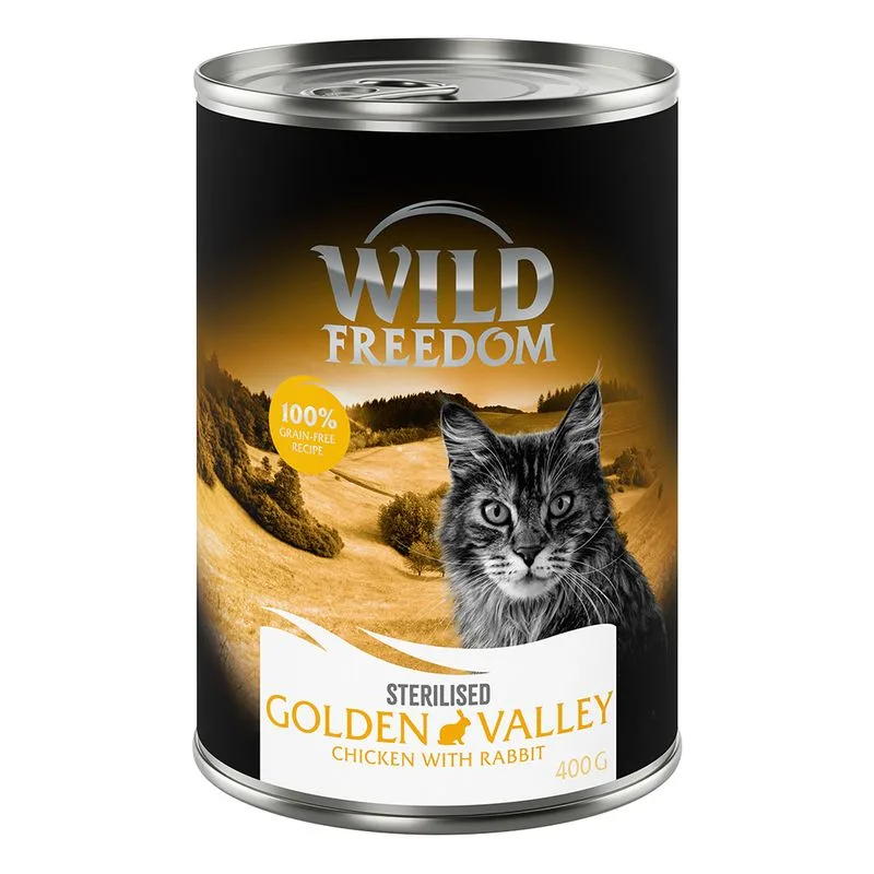 Wild Freedom Adult Sterilised 6 x 400 g - senza cereali (Golden Valley - Coniglio & Pollo)