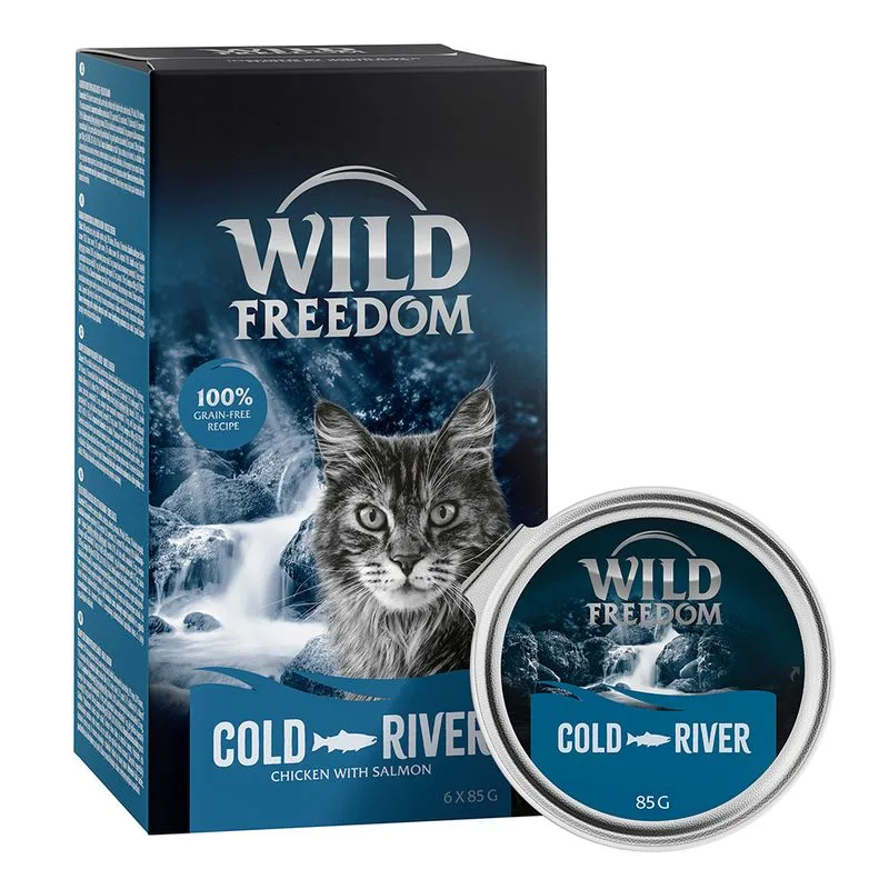 Wild Freedom Adult vaschette 24 x 85 g Umido per gatto (Cold River - Merluzzo nero & Pollo)