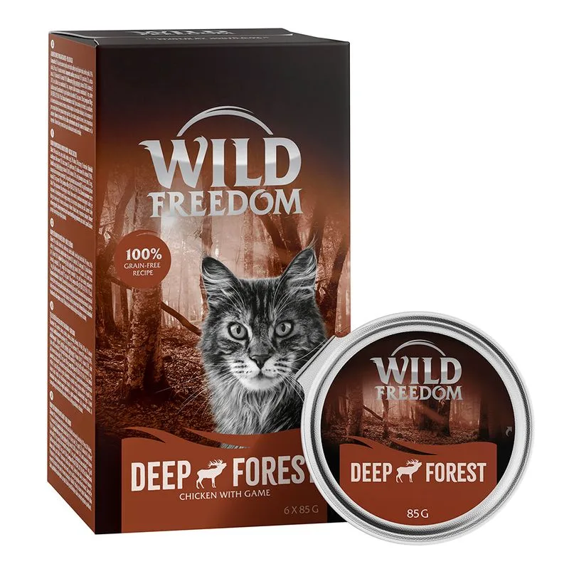 Wild Freedom Adult vaschette 24 x 85 g Umido per gatto (Deep Forest - Selvaggina & Pollo)
