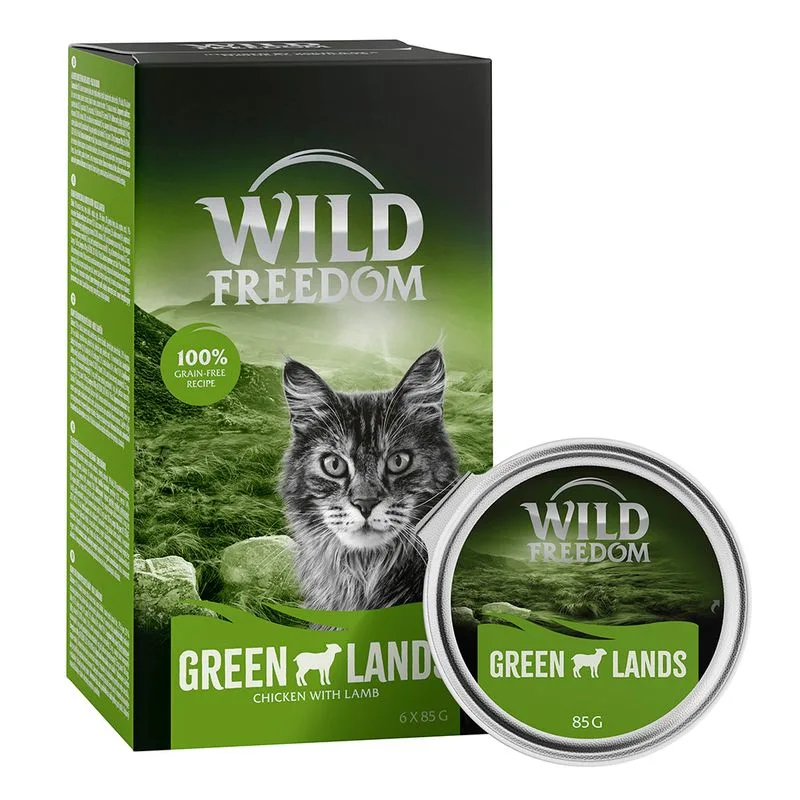 Wild Freedom Adult vaschette 24 x 85 g Umido per gatto (Green Lands - Agnello & Pollo)