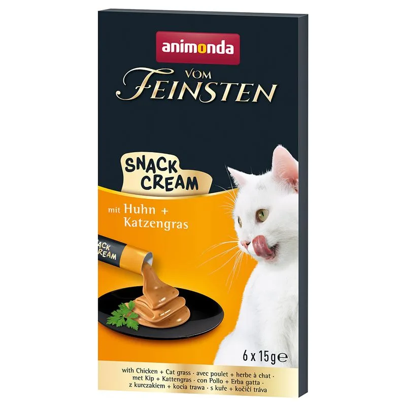 Animonda Vom Feinsten Adult Snack Cream 6 x 15 g per gatto (Pollo ed Erba gatta)