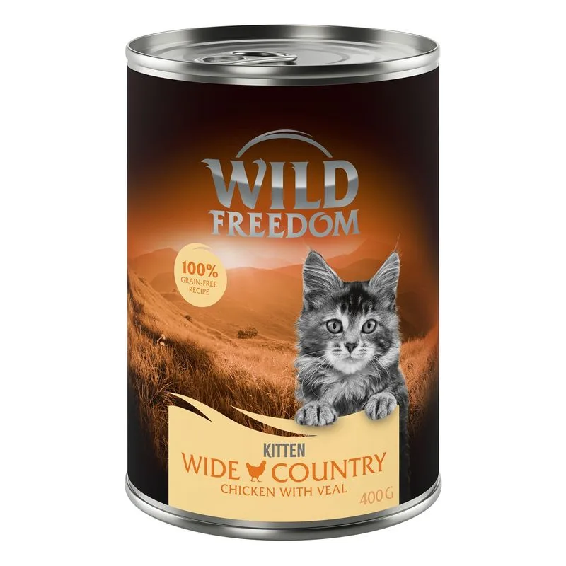 Wild Freedom Kitten 6 x 400 g Umido per gatto (Wide Country - Vitello e Pollo)