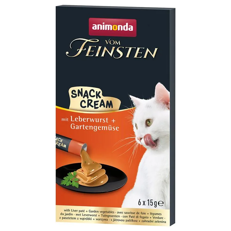 Animonda Vom Feinsten Adult Snack Cream 6 x 15 g per gatto (Salsiccia di fegato e Verdure dell'orto)