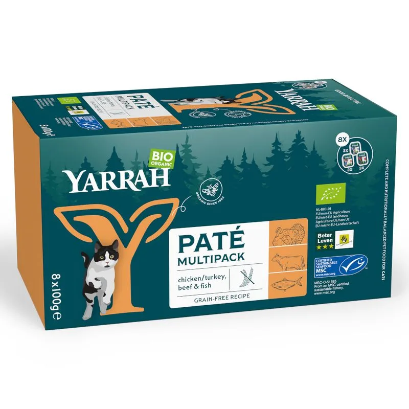 Yarrah Bio Paté Pacco misto 8 x 100 g umido gatto