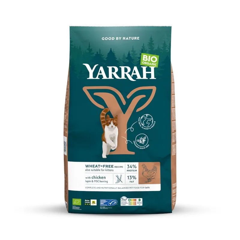 Yarrah Bio Senza frumento con Pollo bio e Pesce Crocchette gatto (Set %: 2 x 10 kg)