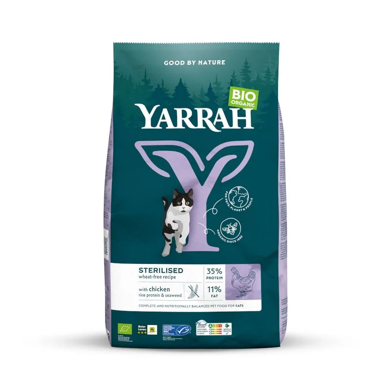 Yarrah Bio Sterilised Senza grano con Pollo Crocchette per gatto