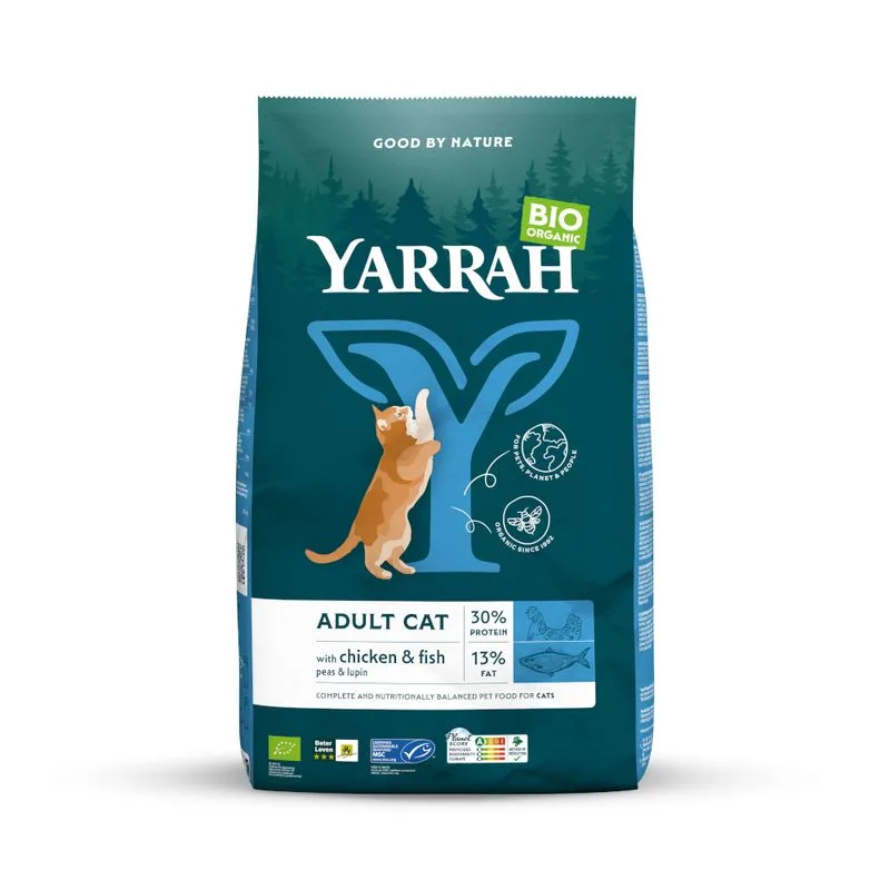 Yarrah Bio con Pollo bio & Pesce Crocchette per gatti (Set %: 2 x 2,4 kg)