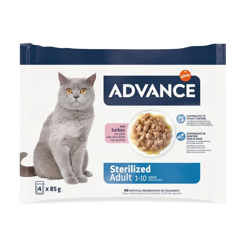 Advance Feline Sterilized Tacchino umido per gatto (Set %: 52 x 85 g)