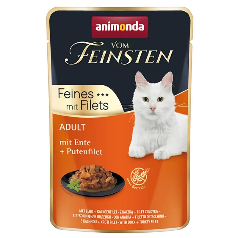 animonda Vom Feinsten Adult 18 x 85 g Alimento umido per gatti (con Anatra + Filetto di Tacchino)