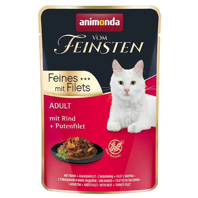 animonda Vom Feinsten Adult 18 x 85 g Alimento umido per gatti (con Manzo + Filetto di Tacchino)