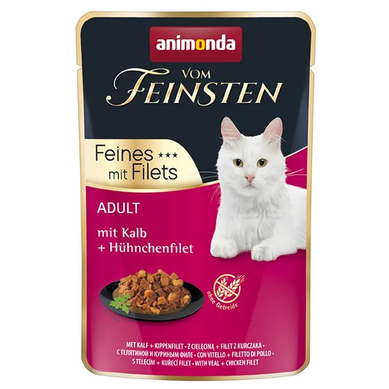 animonda Vom Feinsten Adult 18 x 85 g Alimento umido per gatti (con Vitello + Filetto di Pollo)