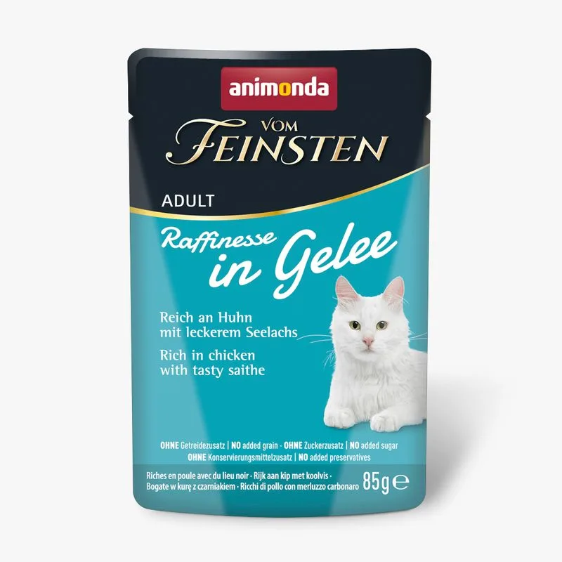 animonda Vom Feinsten Adult Raffinesse in Gelatina 48 x 85 g (Ricco di Pollo con Merluzzo carbonaro)