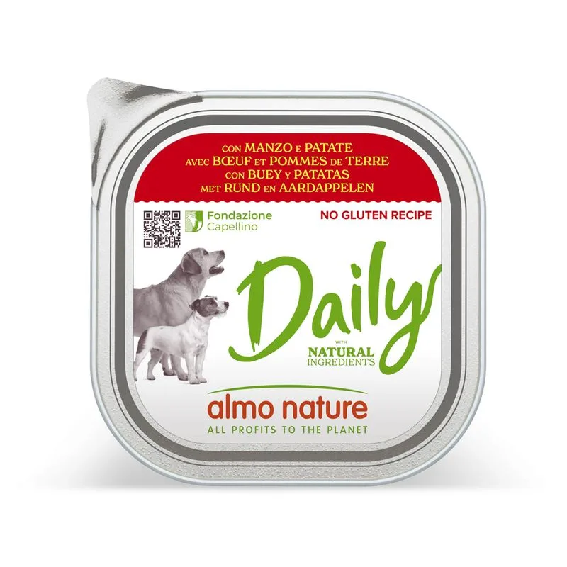 Almo Nature Daily 9 x 300 g Alimento umido per cane (con Manzo e Patate)