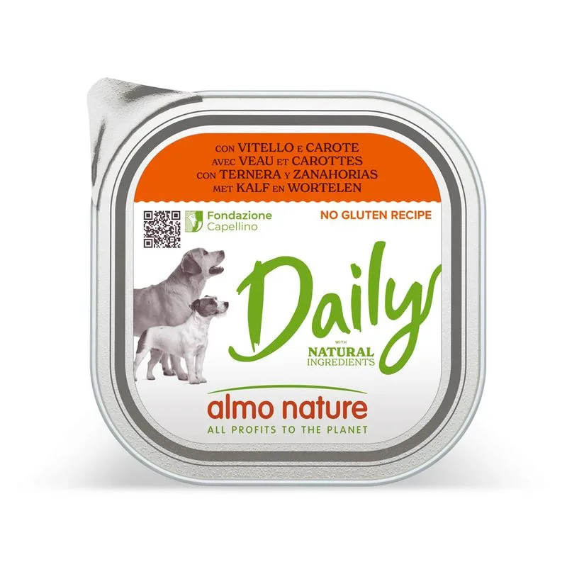 Almo Nature Daily 9 x 300 g Alimento umido per cane (con Vitello e Carote)