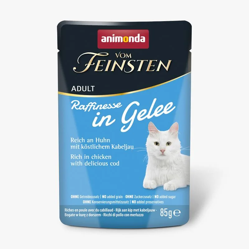 animonda Vom Feinsten Adult Raffinesse in Gelatina 48 x 85 g (Ricco di Pollo con Merluzzo)