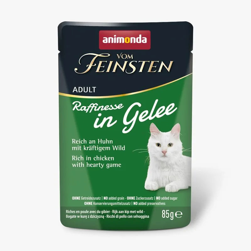 animonda Vom Feinsten Adult Raffinesse in Gelatina 48 x 85 g (Ricco di Pollo con Selvaggina)