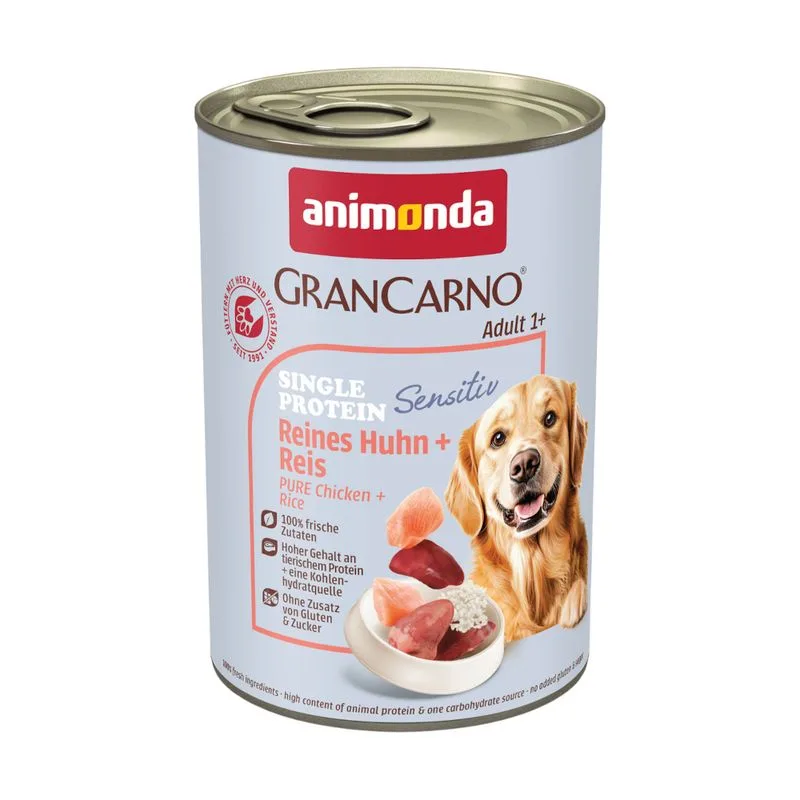 animonda GranCarno Adult Single Protein Sensitiv 6 x 400 g (Pollo puro & Riso)