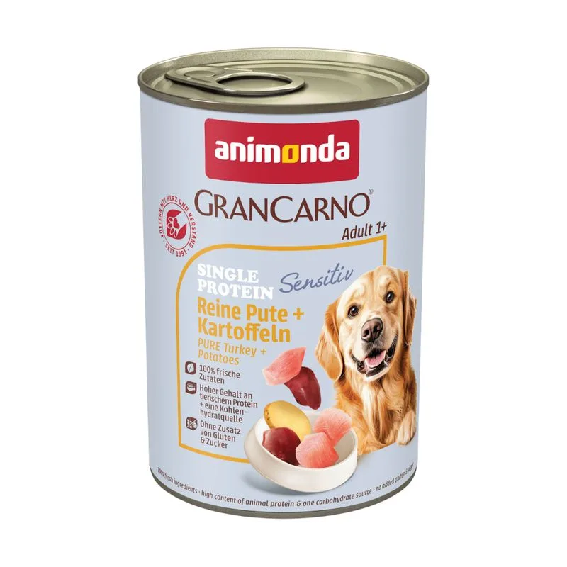 animonda GranCarno Adult Single Protein Sensitiv 6 x 400 g (Tacchino puro & Patate)