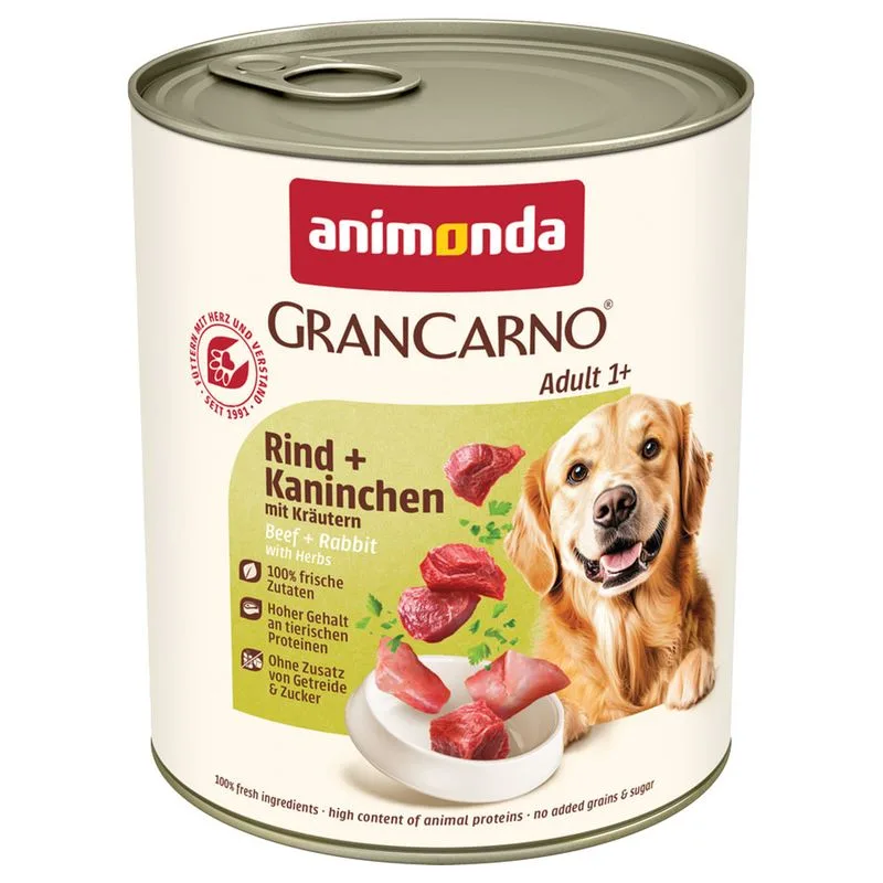 animonda GranCarno Original 12 x 800 g (Adult: Manzo & Coniglio con Erbette)