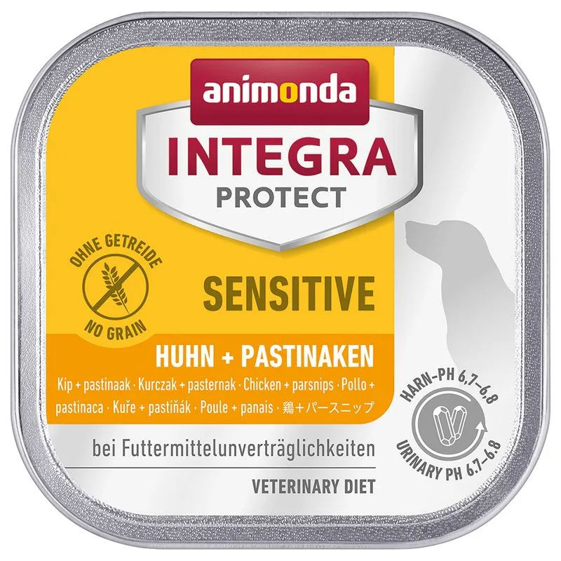 animonda Integra Protect Sensitive Vaschetta Alimento umido per cani (Set %: 24 x 150 g Pollo & Pastinaca)