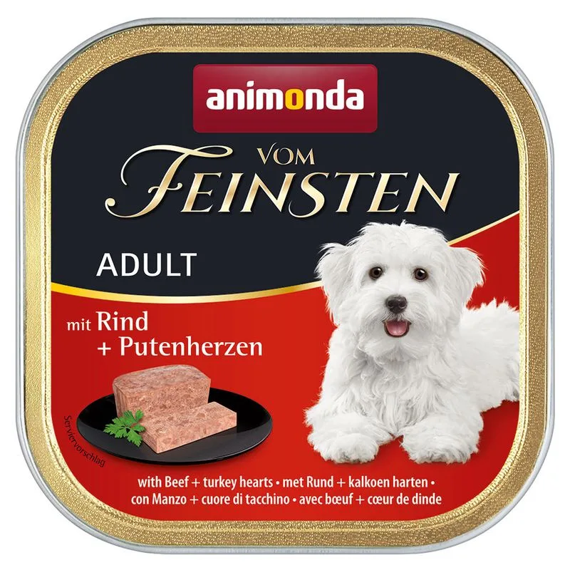 animonda Vom Feinsten 48 x 150 g Alimento umido per cani (Adult Senza Cereali: Manzo & Cuori di Tacchino)