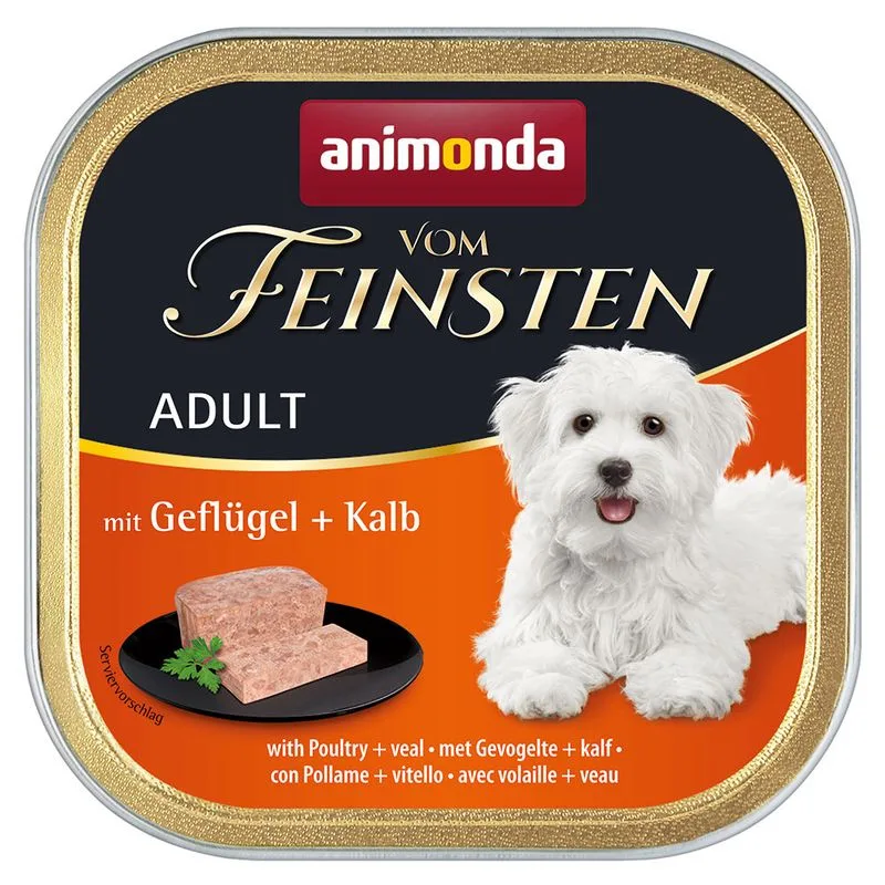 animonda Vom Feinsten 48 x 150 g Alimento umido per cani (Adult Senza Cereali: Pollame & Vitello)