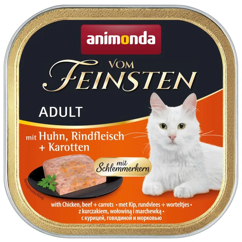animonda Vom Feinsten Adult con cuore prelibato 36 x 100 g Umido per gatti (Pollo, Manzo & Carote)