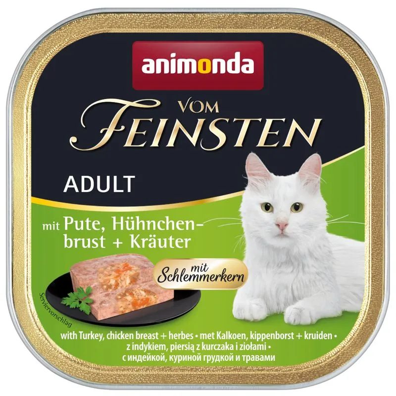 animonda Vom Feinsten Adult con cuore prelibato 36 x 100 g Umido per gatti (Tacchino, Petto di pollo & Erbette)