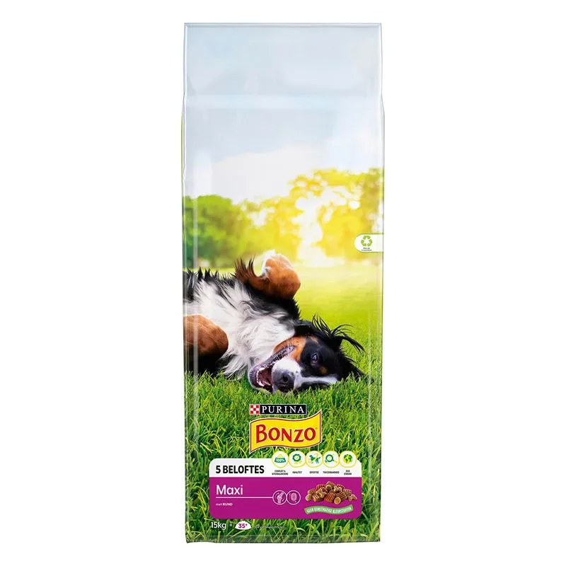 Multipack risparmio! 2 x PURINA Bonzo Crocchette per cane (2 x 15 kg Maxi con Manzo)