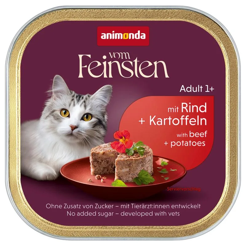 animonda vom Feinsten Adult 32 x 100 g Alimento umido per gatti (Manzo & Patate)