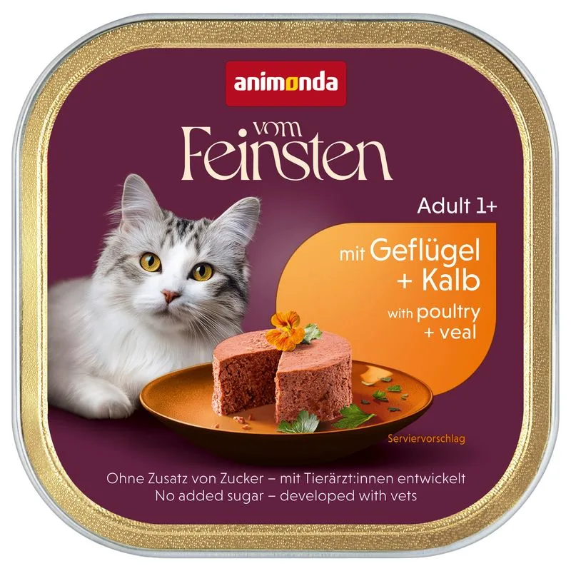 animonda vom Feinsten Adult 32 x 100 g Alimento umido per gatti (Pollame & Vitello)