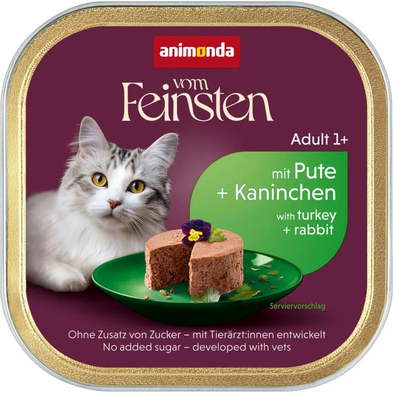 animonda vom Feinsten Adult 32 x 100 g Alimento umido per gatti (Tacchino & Coniglio)