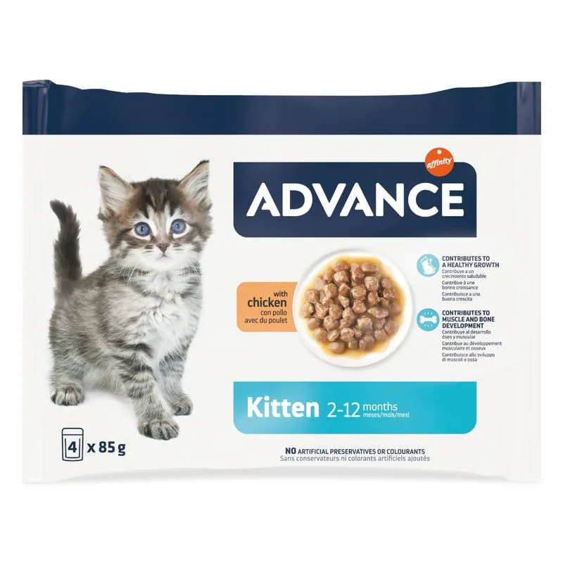 Advance Kitten Pollo umido per gatto (Set %: 52 x 85 g)