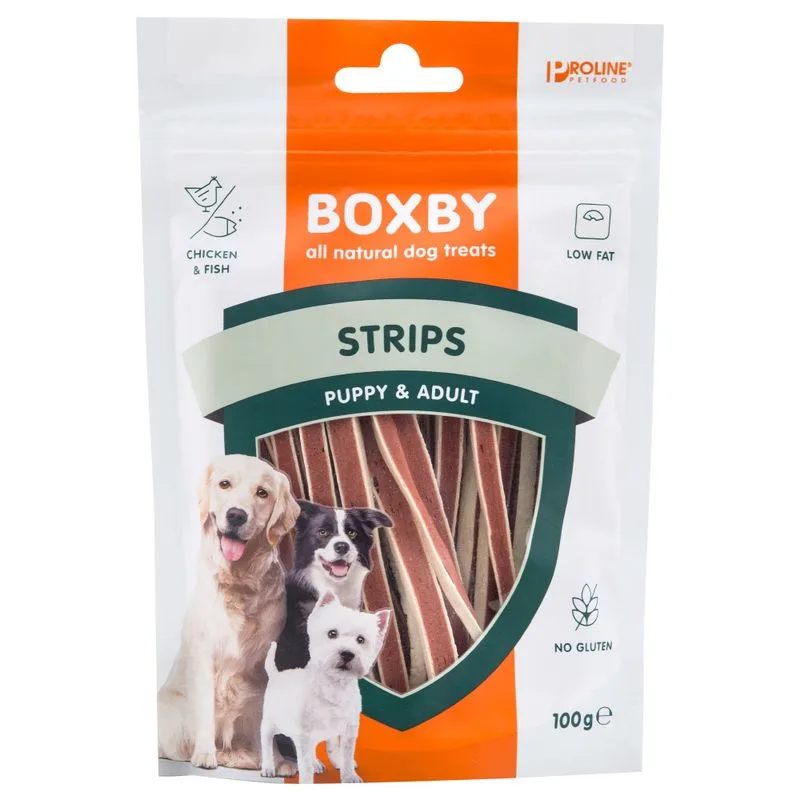 Boxby Puppy & Adult Strips Snack per cani (100 g)