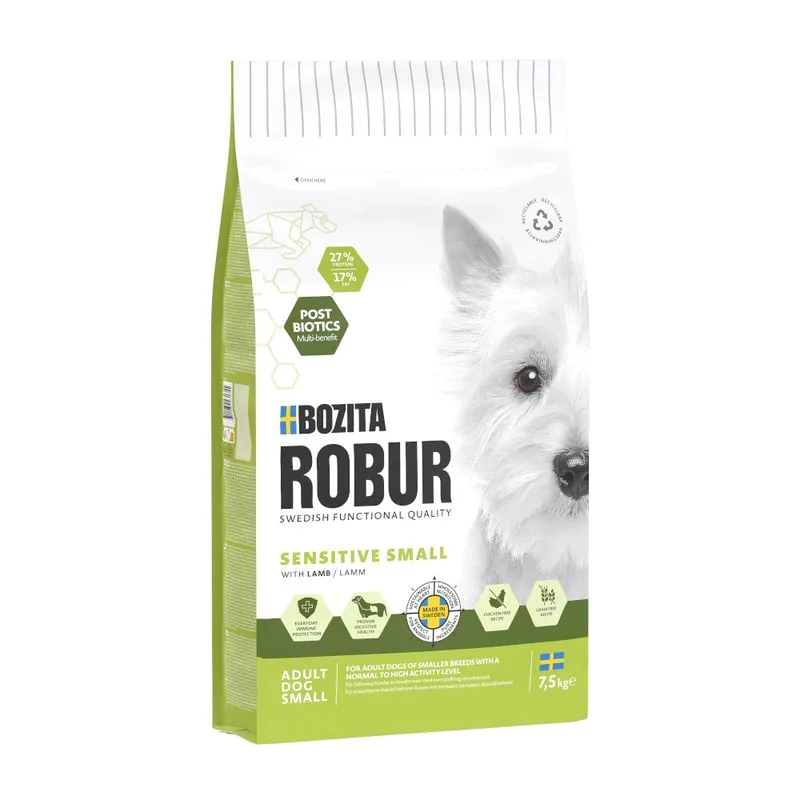 Bozita Robur Adult Small Breed Sensitive con Agnello - senza Pollo (Set %: 2 x 7,5 kg)