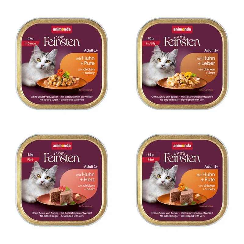 animonda vom Feinsten Adult 64 x 85 g (Mix Pollame: con Tacchino, con Fegato, con Cuore, Paté con Tacchino)