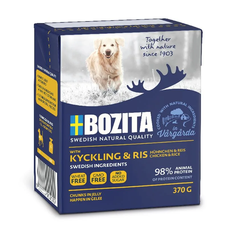 Bozita Bocconcini in gelatina 24 x 370 g Umido per cane (Pollo & Riso)