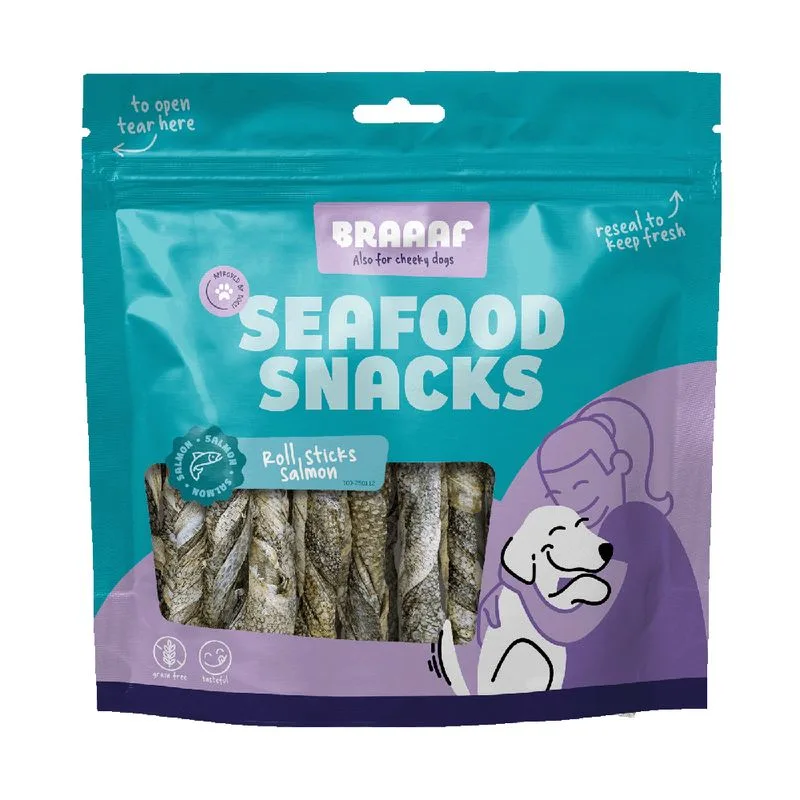 Braaaf Roll Stick Salmone Snack per cane (Set %: 2 x 12 cm (350 g))