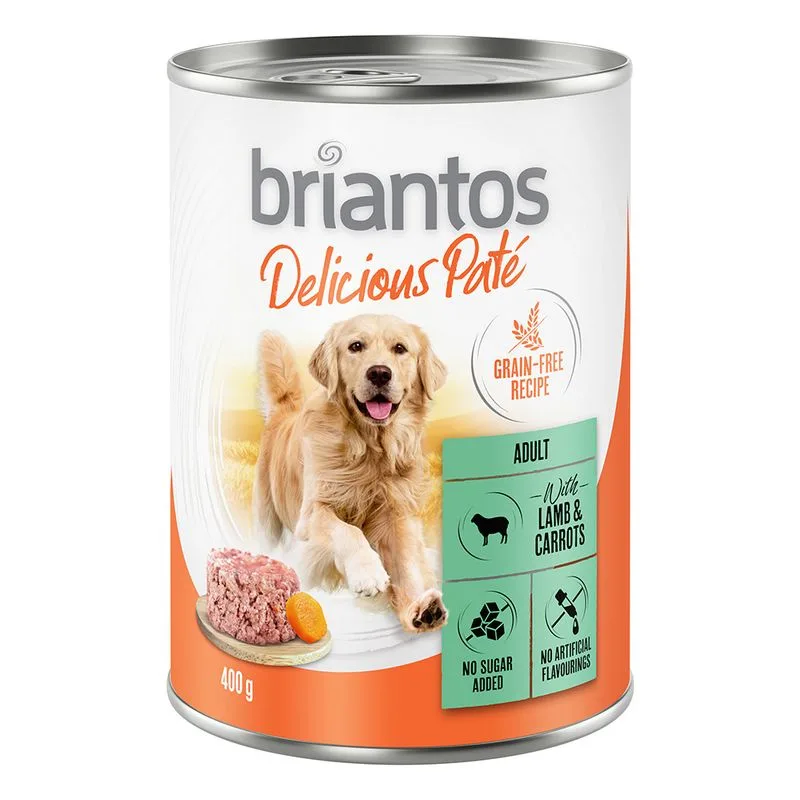 Briantos Delicious Paté 24 x 400 g Umido per cane (Agnello e Carote)