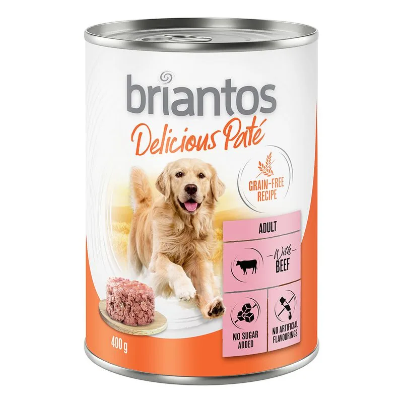 Briantos Delicious Paté 24 x 400 g Umido per cane (Manzo)