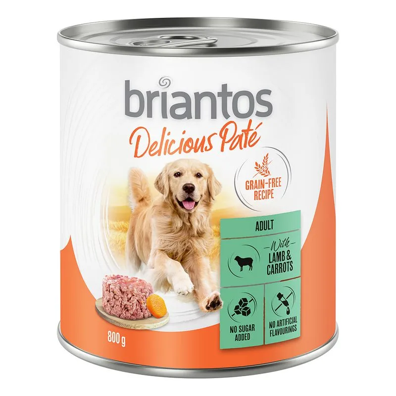 Briantos Delicious Paté 24 x 800 g Umido per cane (Agnello e Carote)
