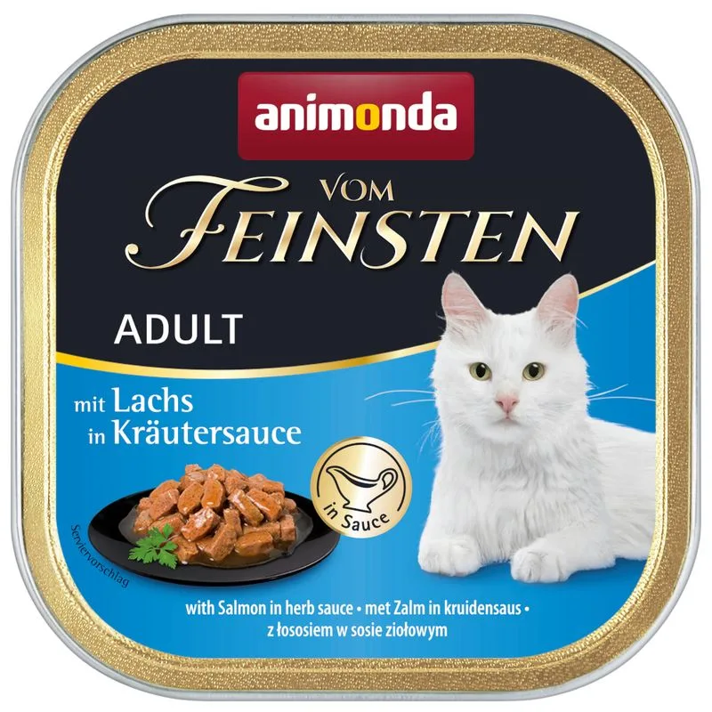animonda vom Feinsten Adult NoGrain in salsa 36 x 100 g Umido per gatto (Salmone in salsa alle erbette)