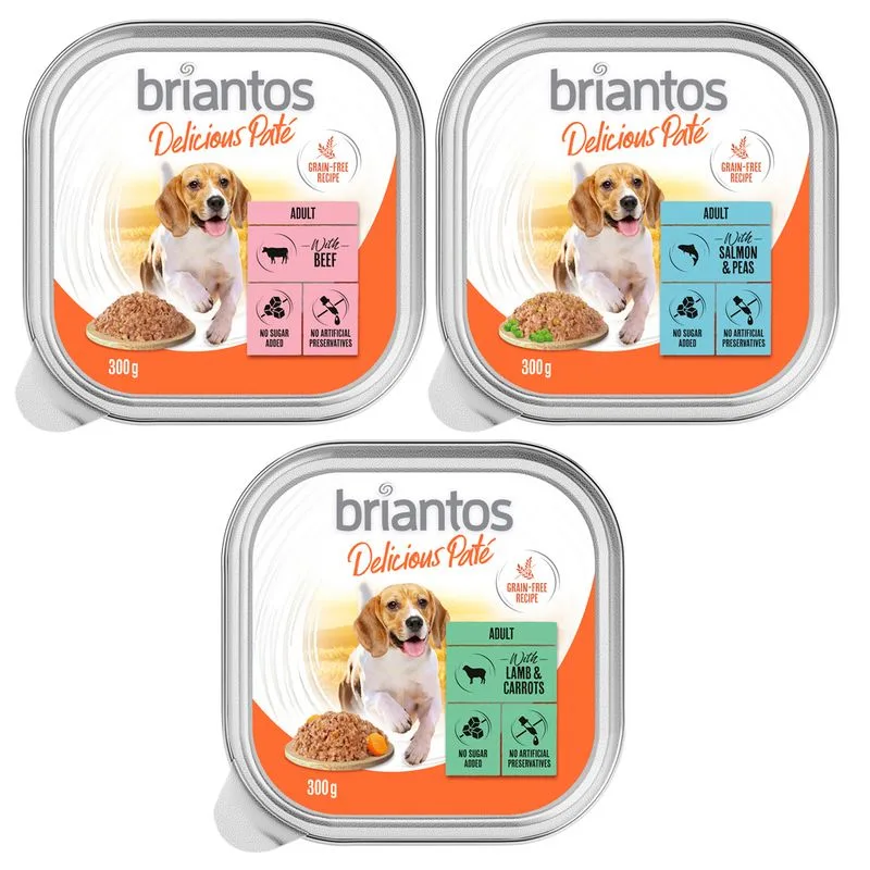 Briantos Delicious Paté 27 x 300 g Umido per cane (Mix: Pesce, Agnello, Manzo)