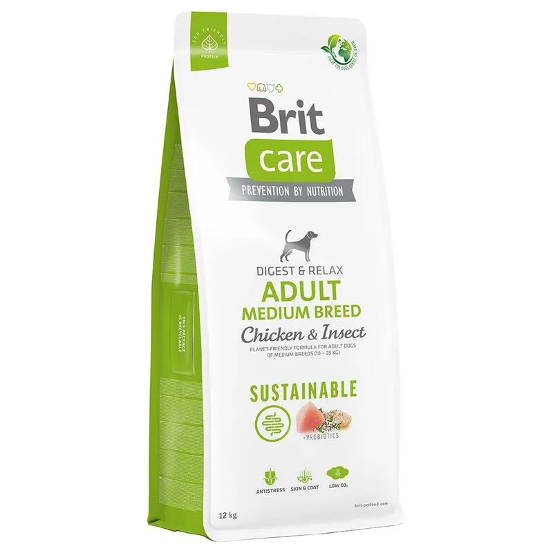 Brit Care Sustainable Adult Medium Breed Pollo & Insetti Crocchette cane (Set %: 2 x 12 kg)