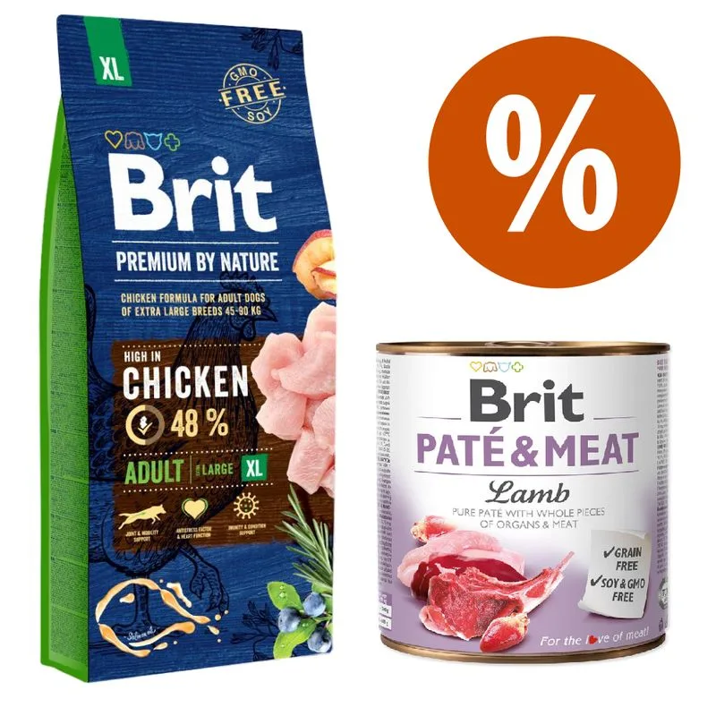 Set prova misto! Brit Adult 15 kg crocchette + 6 x 800 g umido per cani (15 kg crocchette L + 6 x 800 g umido Agnello)