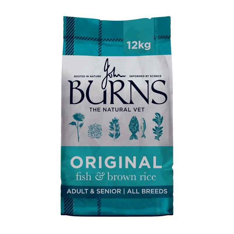 Burns Adult & Senior Original - Pesce & Riso integrale Crocchette per cane (Set %: 2 x 12 kg)