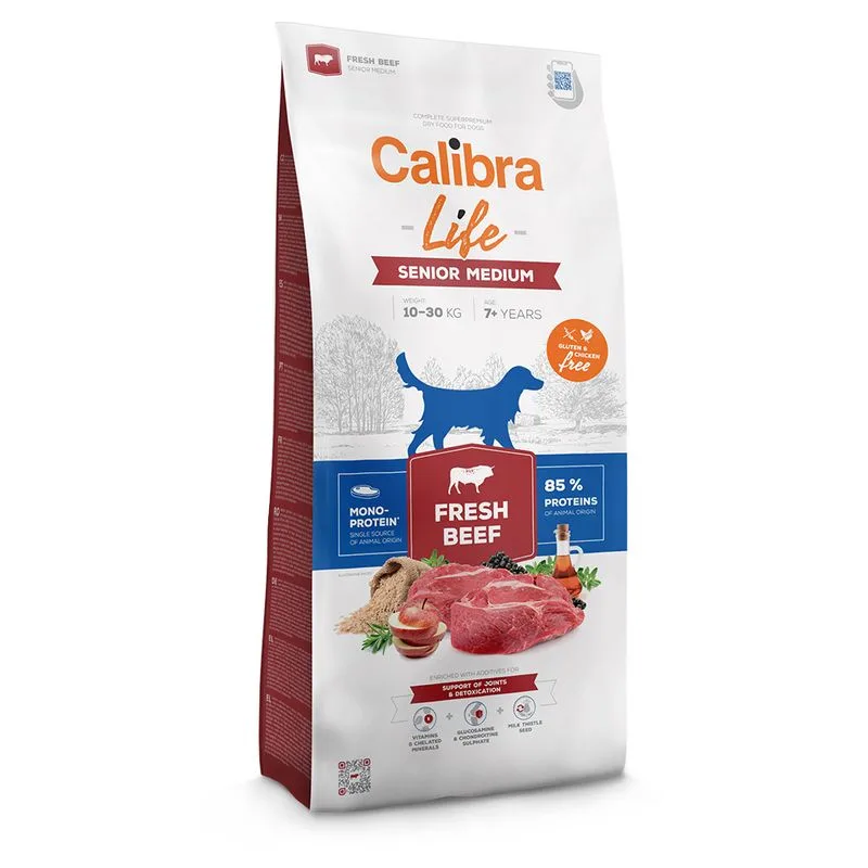 Calibra Life Senior Medium Breed con Manzo fresco Crocchette per cane (Set %: 2 x 12 kg)
