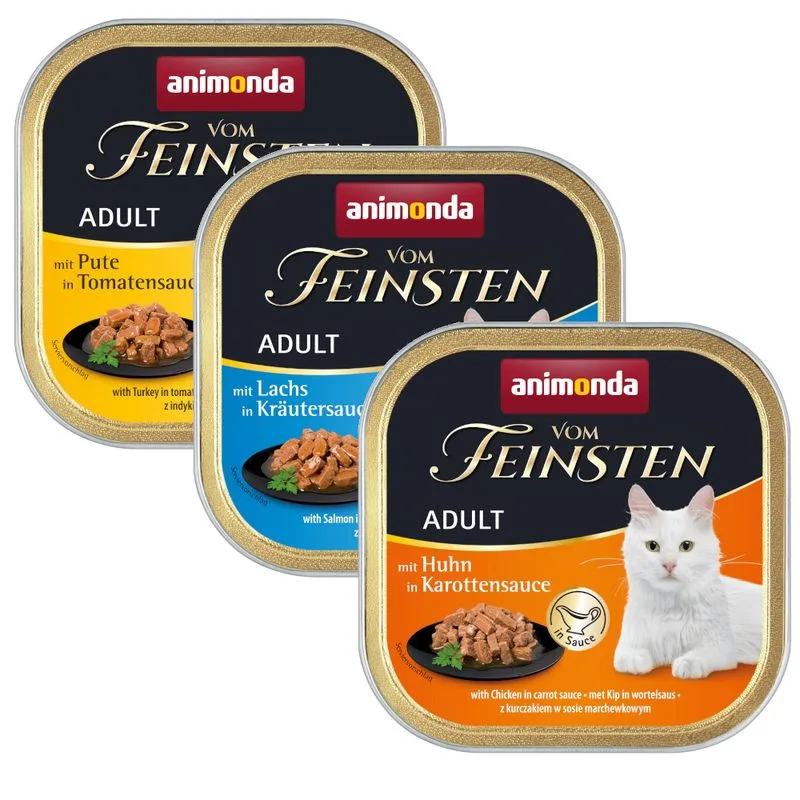 animonda vom Feinsten Pacco misto 32 x 100 g Umido per gatto (NoGrain in salsa: Tacchino, Salmone, Pollo)