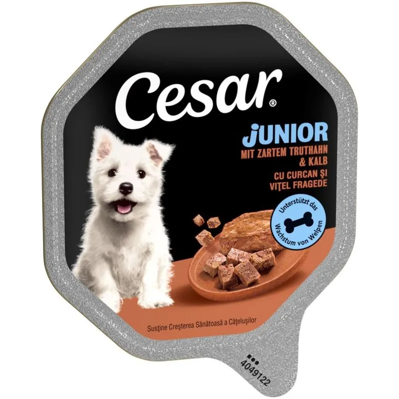 Cesar Junior Vaschette con Tacchino e Vitello (28 x 150 g)