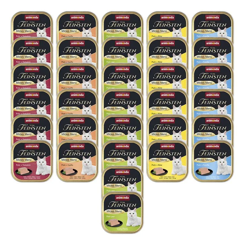 animonda vom Feinsten Pacco misto 32 x 100 g Umido per gatto (Varietà Menù leggero: 6 varianti con Tacchino)